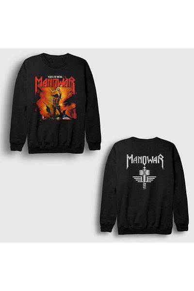 Presmono Унисекс черен суитшърт Kings Of Metal Manowar с щампа на гърба 517137tt