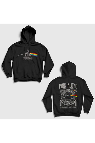 Presmono Pink Floyd Back Printed Unisex Black Hooded Sweatshirt - Tour V2 518171 Tt