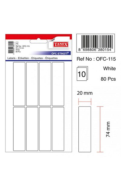 Tanex Λευκή ετικέτα 20×74 mm - Ofc-115