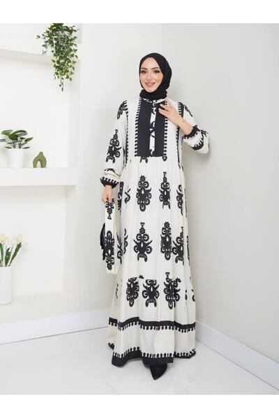 SUXİRCNHTMTS Χιτζάμπ Φόρεμα - Γυναικεία Ρούχα με Μοτίβο Κήπου Λουλουδιών