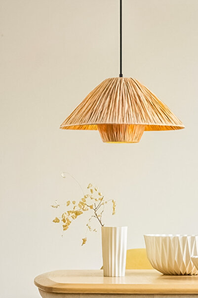 NAYSco Doğal Kağıt Rafya Şapkalı Avize