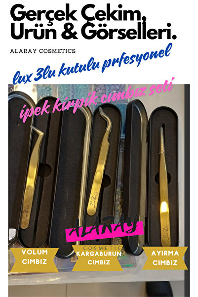 alaraycosmetics Prolüx Özel Metal Kutulu Gold Tasarım 3 Adet İpek Kirpik Twee...