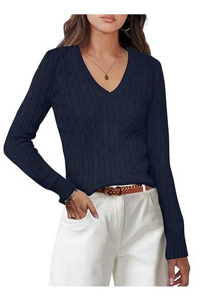 youknitwear you Pulover de damă Riviera cu decolteu în V