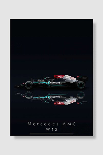 Mudi Store Mercedes AMG W12 F1 Car  Araba Poster Çerçevesiz Yüksek Kalite Ara...