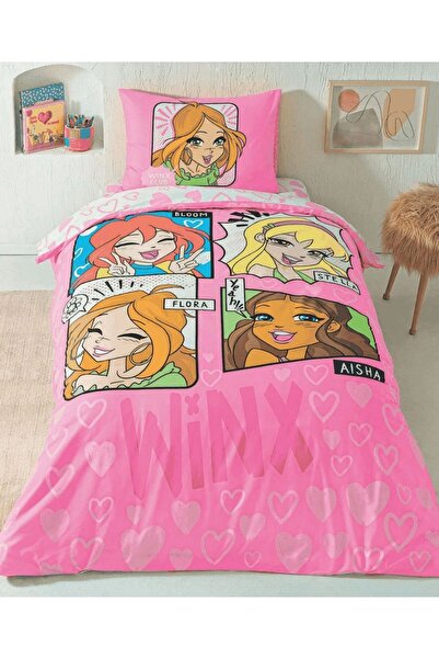 Taç Lisanslı Wınx Club Tek Kişilik Nevresim Takımı Lastikli Çarşaflı