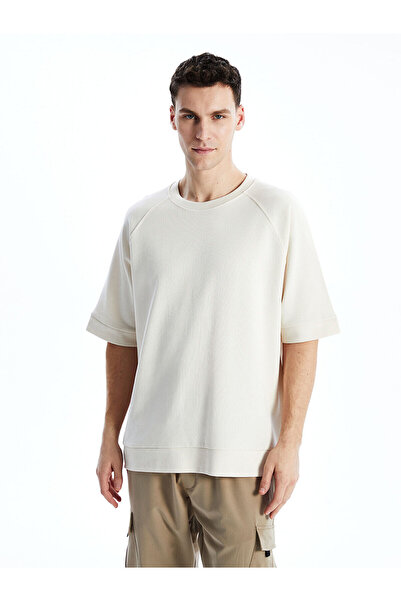 LC Waikiki Hanorac pentru bărbați cu mânecă scurtă, bej, cu gât rotund