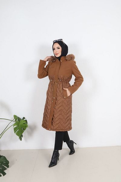 Dabenti women style Women's Quilted Hooded Cashew Coat