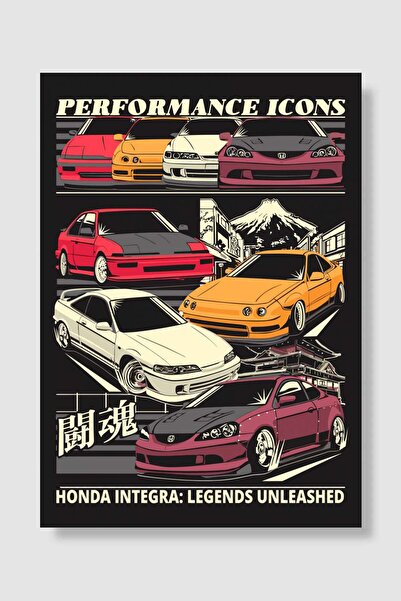 Mudi Store Honda Integra Performance Icons Araba Poster Çerçevesiz Yüksek Kal...