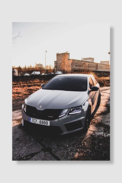 Mudi Store Skoda Octavia RS Gray Araba Poster Çerçevesiz Yüksek Kalite Araba ...