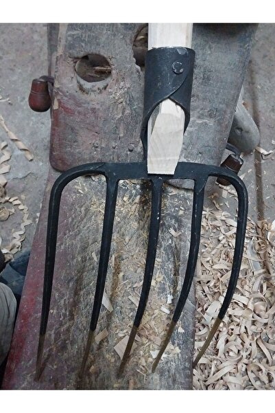 Sapcı Dirgen Günaş 5 Dişli Saplı Dövme Saman Atma Ot Atma Dirgen Dövme Çelik ( Saplı )