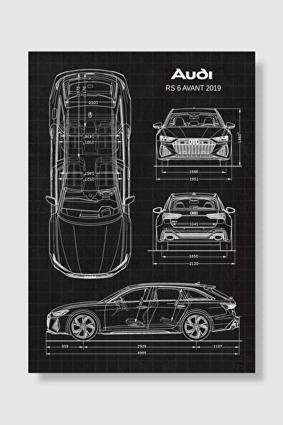 Mudi Store AUDI RS 6 AVANT 2019 Araba Poster Çerçevesiz Yüksek Kalite Araba Afiş Duvar Poster