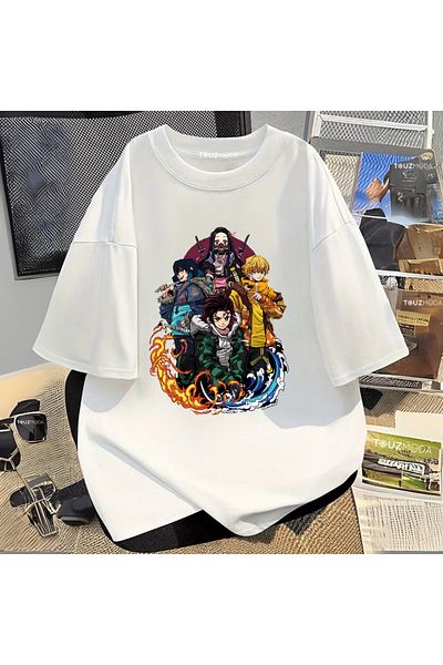 Touz Moda Anime Demon Slayer εμπριμέ Unisex Oversize T-shirt