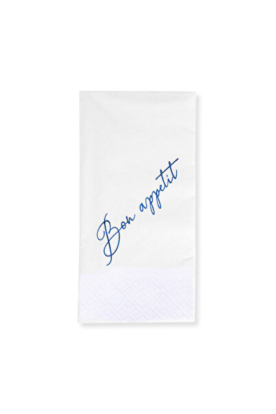 Story 33X33Cm Blue Leaf Bon Appetit Patterned 16Pcs 1/8 Fold White Color Pape...
