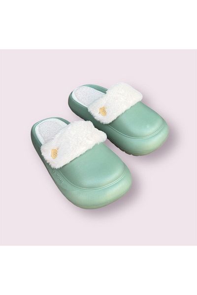Sonimix Women's Mint Fur Inside Removable and Washable Home Office Casual Slippers