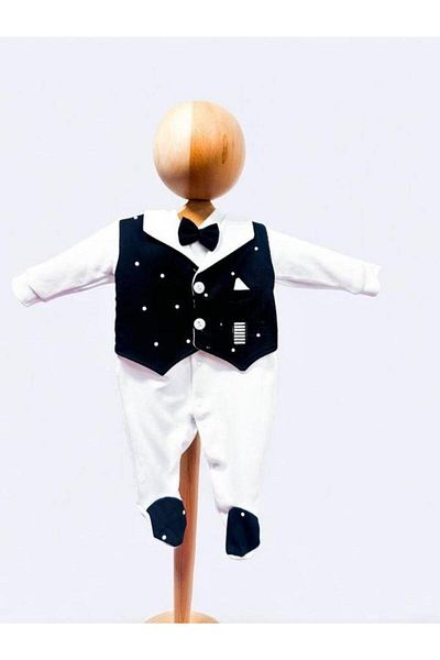 Zekids Baby Boy Tuxedo Jumpsuit