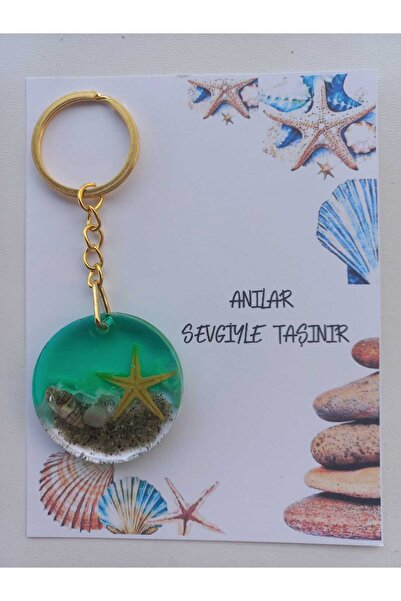 demirbasavm سلسلة مفاتيح إيبوكسي مصنوعة يدويًا تحت عنوان البحر