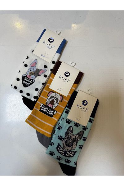 Roff 13212 Men's 3-Piece Dog Figured Cotton Socks