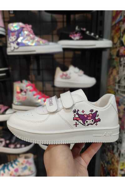 MECH BUTİK Kuromi rojtos mintás fehér tépőzáras lány sportcipő