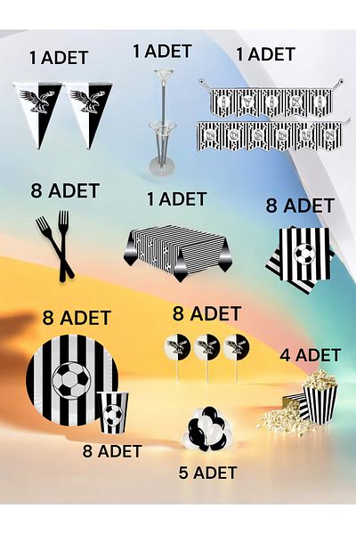 VibeHome 8-Person Black and White Fan 2XL Pack - Birthday Party and Fun Events