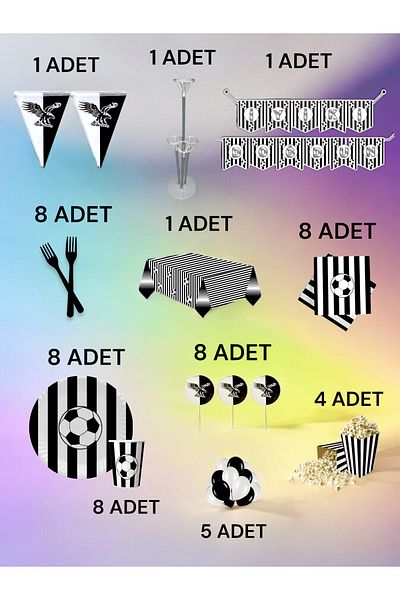 VibeHome 8-Person Black and White Fan 2XL Pack - Birthday Party and Fun Events