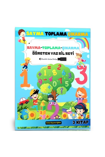 Enine Boyuna Eğitim Okul Öncesi Sayma Toplama ve Çıkarma YAZ-SİL Kitabı