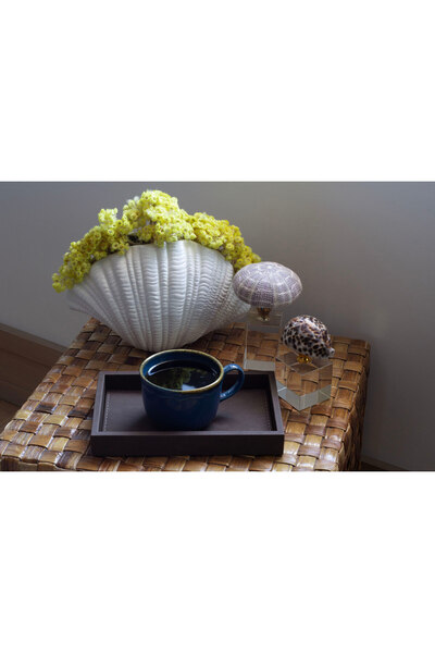 MOENAStudio Küçük Boy Koyu Kahve Renk Desen Deri Tepsi