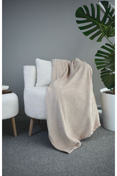 LALEZEN HOME ΚΟΣΚΙΝΟ ΣΧΕΔΙΟ ΜΠΕΖ ΧΡΩΜΑ Wellsoft Fleece Λούτρινη κουβέρτα τηλεόρασης 120x160 cm