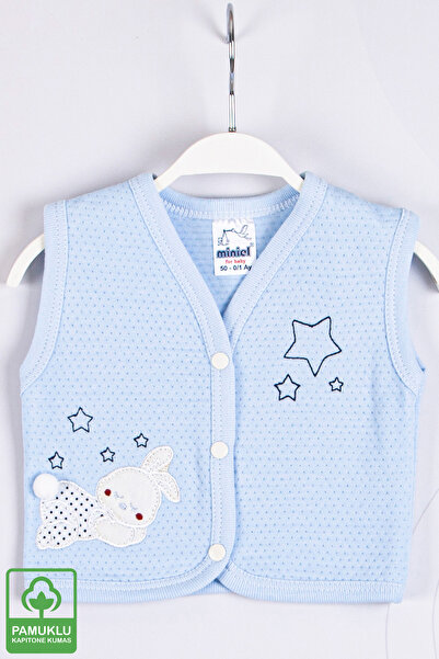 Miniel Baby Boy Sleeping Rabbit Embroidered Organic Cotton 1-3-6-9 Months Qui...