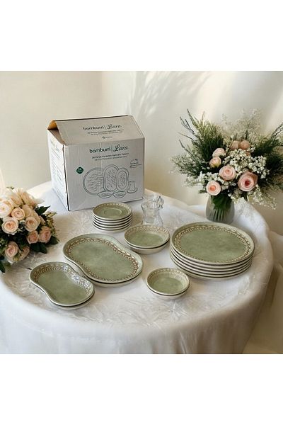 ASLAN ZÜCCACİYE Bambum Lara -26 Pieces Porcelain Brown Set