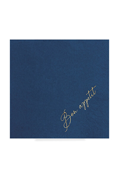 Story مجموعة من 16 منديلًا ورقيًا منقوشًا باللون الأزرق الداكن مقاس 33 × 33 سم