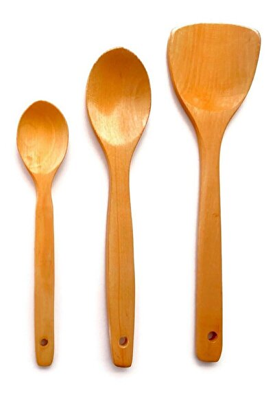 Leonsas Bambu Ahşap Kaşık Spatula Seti Tahta Kaşık Tahta Spatula Bambu 3'lü