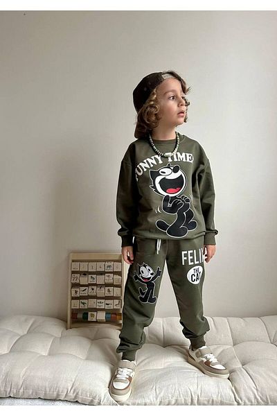 YİGİT BUTİK Character Printed Boy's Bottom Top Set