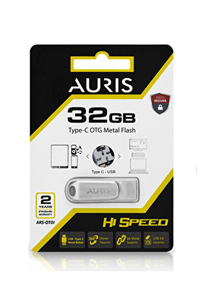 Auris 32GB Depolma Kapasiteli Gri Type-C Otg Flash Bellek Hızlı Veri Aktarımı