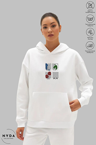 Nyda Collections Attack on Titan 3, unisex dukserica sa kapuljačom - dugi ruk...
