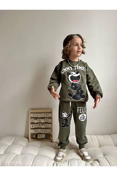 YİGİT BUTİK Character Printed Boy's Bottom Top Set