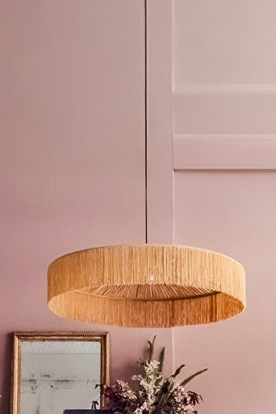 NYLife Hasır Püsküllü Tasarım Şapka Rustik Bohem Avize