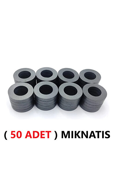 TİFOYS ( 50 ADET ) Yuvarlak Mıknatıs Halka Mıknatıs Siyah 17x5,7x5,3 mm
