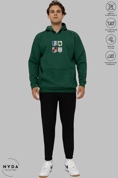 Nyda Collections Φούτερ Attack on Titan 3 με στάμπα Unisex με κουκούλα - Μακρύ μανίκι, ανοιχτόχρωμο, υπερμεγέθη βαμβάκι