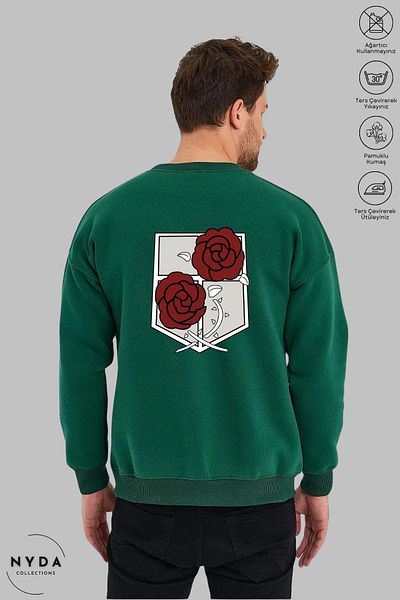 Nyda Collections Unisex μακρυμάνικο Attack on Titan 3 με στάμπα με κουκούλα χωρίς κουκούλα Oversize φούτερ