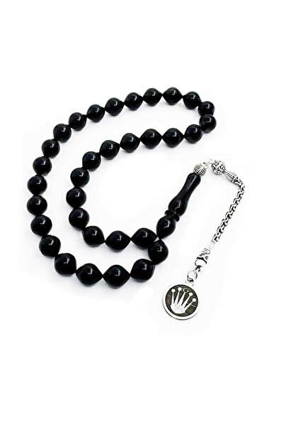 TAŞHAN Şalgam Kesim Gümüş Püsküllü Usta İşçilikli Erzurum Oltu Taşı Tesbih