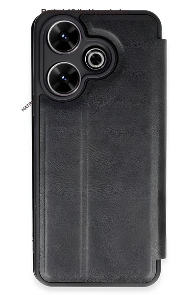 Hatreds Xiaomi Redmi 13 4G Uyumlu İnce Yapılı Kapaklı A++ Kalite Kılıf - Siyah