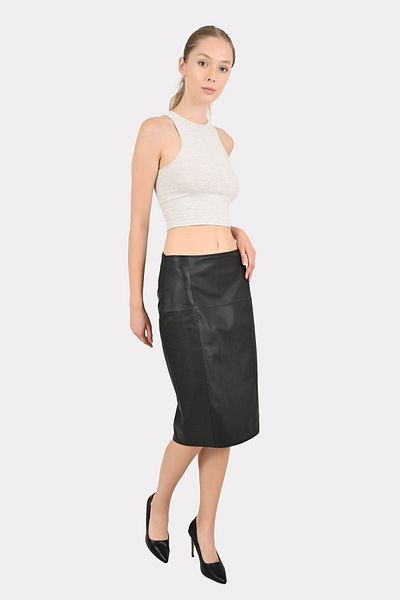 ALİN Naomi Black Pen Genuine Leather Skirt Size Measurements Visually