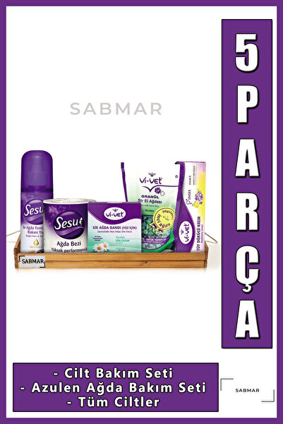 Sesu Kadın Bakım Seti Ağda ve Epilasyon Seti Tüy Dökücü Krem Ağda Bezi 5 Parç...