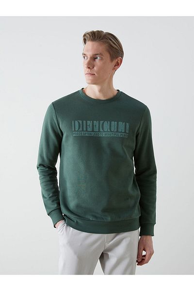 LC Waikiki Ανδρικό χοντρό φούτερ Crew Neck με μακρυμάνικο εμπριμέ - S5LR45Z8