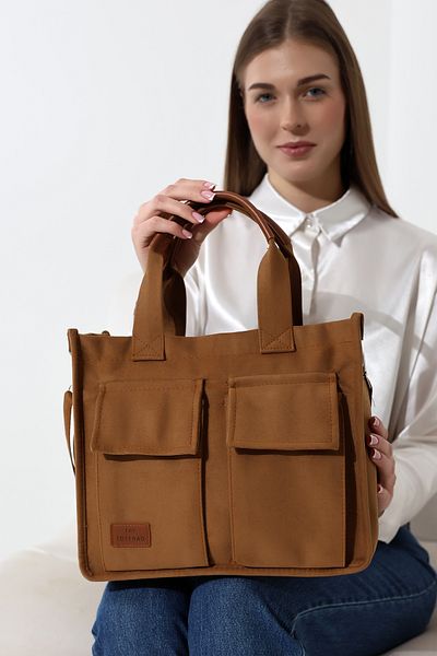 Moda azza Geantă de umăr elegantă din piele intoarsa pentru femei cu buzunare frontale si husa cu magnet