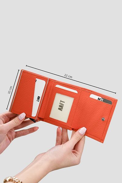 Deriza Πορτοφόλι Unisex Retro 2660 Model Matte Orange Γνήσιο Δερμάτινο Μηχανισμό