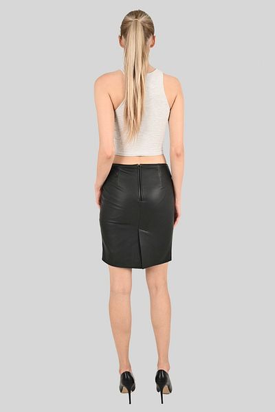 ALİN Chloe: Black Midi Genuine Leather Skirt Size Measurements Visually