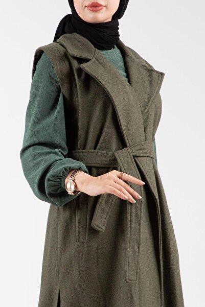 Sevitli Χακί γιλέκο με κασμίρ