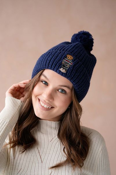 ZISHAN Teddy Bear Embroidered Pompom Beret 888
