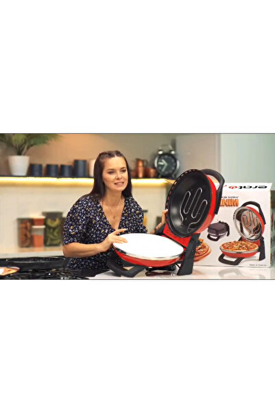 gözdehome K. Kırmızı - Erato Taşfırınım Pizza Makinesi, Lahmacun Makinesi Doğal Taş Fırın - Timer - 400 °c